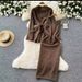 Lazy Luxe Knit Set – Oversized Cable Sweater & Slip Dress Duo In V-Neck & Relaxed Fit (3 Neutral Shades)_ecoleips.com