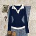 Women's Slim-Fit Long Sleeve Color-Blocked Layered Look T-Shirt - Casual Elegant Style, Comfortable Polyester Blend, S/M/L/XL/XXL_ecoleips.com