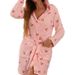 Aria Basics Cross-Border Popular Women's Flannel High-End Comfortable Nightgown Cherry Print Home Robe Wholesale Long Sleeve_ecoleips.com