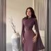 Spliced Organza Long Satin Slim Dress With Large Swing Sleeves Without A Hat_ecoleips.com