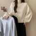 European American Style Simple Solid Color Round Neck Long Sleeve Sweatshirt For Women, Thin, Spring And Autumn Wear,_ecoleips.com