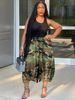 European And American Women's Fashion Casual Camouflage Print Capri Pants Elastic Waist Lantern Style MFS2017_ecoleips.com