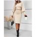 Bodycon Knit Dress – Slim-Fit Long Sleeve Sweater Dress In Rose/Grey/Beige/Black (S-XL) | Elegant & Versatile_ecoleips.com