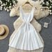French Style Light Luxury Sleeveless A Line Knit Dress For Women, Summer Korean Style, High Waisted, Slimming, Elegant, And Suitable For Commuting._ecoleips.com