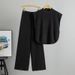 Women's Clothing Summer New Fashion Suit Solid Color Sleeveless Vest Sweater Wide Leg Trousers Two Piece Suit Female Trend_ecoleips.com