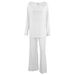 Knitted White Milk Silk Comfortable Lace Trim Loose Pajama Set 2026 European And American Autumn Winter New Home Wear_ecoleips.com