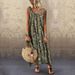 2024 ZhuoCai European And American Women's Clothing Summer Casual Vacation Printed Round Neck Floral Sleeveless_ecoleips.com