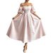 French Retro Satin Jacquard Midi Dress Square Neck Puff Sleeves Fitted Waist Full Skirt New Arrival 2026 Women's Party Wear_ecoleips.com
