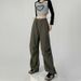 American Work Women's High-End Children's Spring And Autumn High Waisted Wide Sweatpants, Straight Leg Casual Sports_ecoleips.com