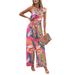 Women's Clothing Spring And Summer Temperament Contrast Color Short Sleeved Wide Leg Suit_ecoleips.com