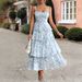 Women's Clothing Spring And Summer Temperament Forest Style Small Fragrance Floral Contrast Color Chiffon Suspender Dress_ecoleips.com