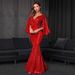 2025 New European And American Bridal Summer Dress, Sexy Slit Sequin Long Floor-Length Evening Gown_ecoleips.com