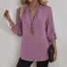 2026 Spring/Summer European And American Cross-Border Trade New Women's Loose Plus-Size V-Neck Solid Color Shirt_ecoleips.com