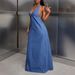 46-65698#European And American Cross-border Foreign Trade Casual Halter Neck Women's Denim Dress_ecoleips.com