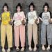 Women's Casual Outfit - Graphic Tee & Plaid Wide-Leg Pants Two-Piece Set Feather-Light Milk Silk Easy Coordination_ecoleips.com