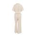 Women's Clothing Cotton And Linen Shirt High Waist Wide Leg Pants Two Piece Loose Casual Suit_ecoleips.com