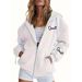Women's Clothing Fashion Printed Long Sleeved Hooded Collar Zip Up Cardigan Jacket Loose Casual Boyfriend Style Women's Outerwear_ecoleips.com