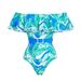 One Shoulder Ruffle Printed One Piece Swimsuit For Women Fashionable Swimwear_ecoleips.com