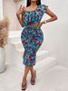 Women's Printed Crop Top And Bodycon Skirt Set Fashionable Casual Off-Shoulder Sleeveless Slim Fit Sexy Skirt Suit_ecoleips.com