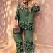 Audday 2025 Women's New Printed Leopard Print Three-quarter Sleeve Top High Waist Long Pants Personalized Two-piece Set_ecoleips.com