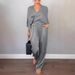 Women's Clothing Solid Color Satin Short Sleeved Tops And Pants Suit Women_ecoleips.com
