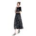 Women's 2025 Summer New Hepburn Style Mid-Length Floral Elegant High Waist Slimming Short Sleeve Long Dress_ecoleips.com