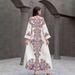 Muslim Women's Robe Elegant Printed Beaded Dress Abaya_ecoleips.com