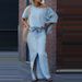 Women's Clothing New Women's Fashion Tops Slit Skirt Two Piece Suit_ecoleips.com