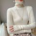 Women's High Neck Thick Knit Sweater Soft Slim Fit Long Sleeve Turtleneck Top For Fall Winter_ecoleips.com