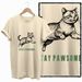 COOLMIND BEIGE Cat Print Exclusive Graphic 100% Cotton Women T Shirt Big Size Loose Cotton Cat Lover Women Tshirt LOVELY Cat Tee_ecoleips.com