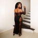 Women's Halter Neck Long Sleeve Dress Sexy Lace Bodycon Hollowed Out For Spring Summer_ecoleips.com