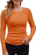 Women's Clothing Basic Round Neck Long Sleeve T-Shirt 2026 New Style Solid Color Ribbed Rayon_ecoleips.com
