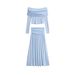 French Style Pure Desire Off-Shoulder Slim Fit Short Long Sleeve Top For Women Autumn High Waist Ruched Midi Skirt_ecoleips.com