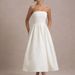 Women's High End Solid Color Strapless Bandage Dress Slim Fit Bodycon Long Evening Gown_ecoleips.com
