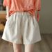 Suitable For All Seasons Summer Women's White Loose 2025 New Cotton Linen Plus Size Casual Shorts_ecoleips.com