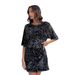 Women's Clothing New Autumn/winter Velvet Sequined Fashionable And Elegant Back V Neck Open Back Short Sleeved Dress_ecoleips.com