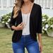 Women's Lightweight Knit Cardigan Cropped 7/8 Sleeve Open Front Cover-Up Versatile Layering Piece for Autumn And Winter_ecoleips.com