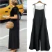 Women's Summer Sleeveless Jumpsuit Solid Color Wide Leg Bib Overalls Casual Loose Cotton Linen Straps Dungaree_ecoleips.com