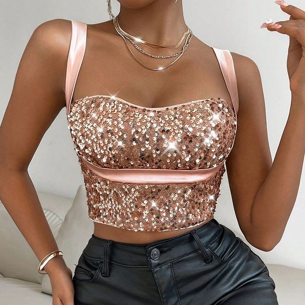 Women's Clothing Fashion Trend Women's Clothing Backless Slim Fit Versatile Sequined Vest Beaded Vest_ecoleips.com