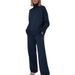 Minimalist Workwear Set - Long Sleeve Knit Top + Relaxed Pants, Breathable Stretch Fabric For Office & Weekend Errands (Gray/Red/Navy, S-XXXL)_ecoleips.com