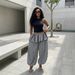 2026 Women's High-Waisted Wide Leg Pants Spring Summer Fashion Plaid Design With Hip Curtains And Jogger Style_ecoleips.com