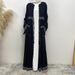 Cross Border Hot Selling Elegant Rhinestone And Beaded Muslim Cardigan, Turkish Dubai Fashion Long Skirt With Pockets_ecoleips.com
