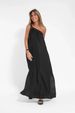 Women's Clothing Fashion Oblique Shoulder Asymmetric Slit Dress_ecoleips.com