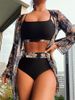 Women's Strapless Mesh Swimsuit Cover Up Three Piece Bikini Sexy Beachwear For Spring/Autumn Summer Winter_ecoleips.com