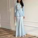 Women's Casual Fashion Bodycon Skirt Set round Neck Belt Long Sleeve Top Two Pieces Cross Border European American Style_ecoleips.com