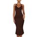 Women's Sexy Halter Neck Sleeveless Bodycon Midi Dress – Summer Club Party Gown_ecoleips.com