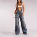 Aria Basics European And American Women's Fashion Cross-border Zipper Denim Overalls Autumn Style Loose Casual Pocket Pants YX70056_ecoleips.com