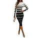 Women's Clothing Autumn And Winter Women's Clothing Temperament Slim Contrast Color Long Sleeved Dress_ecoleips.com