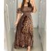 2025 Women's Butterfly Leopard Print Off-Shoulder Waist-Cinching Flared Evening Dress With Ruffled Sleeves_ecoleips.com