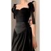 French Hepburn High-End Light Niche Unique Chic Little Black Strap Set Long Dress_ecoleips.com